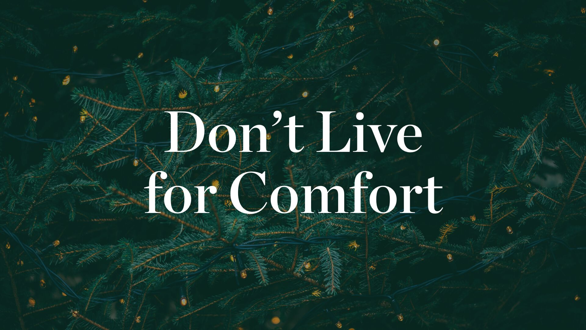 Don’t Live for Comfort